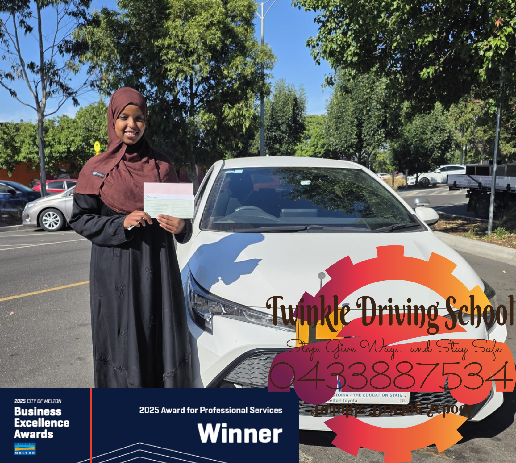 Student celebrating licence success Melton